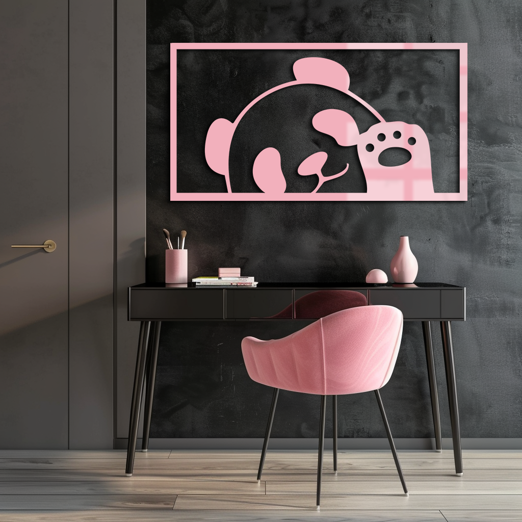 Pink Panda Silhouette Metal Wall Art – Cute Animal Design - KAFGP155 - Tampa Home & Garden Store