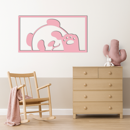 Pink Panda Silhouette Metal Wall Art – Cute Animal Design - KAFGP155 - Tampa Home & Garden Store