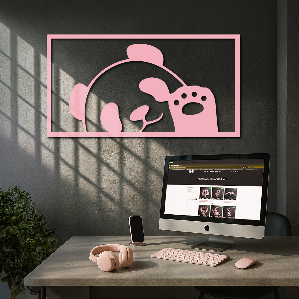 Pink Panda Silhouette Metal Wall Art – Cute Animal Design - KAFGP155 - Tampa Home & Garden Store