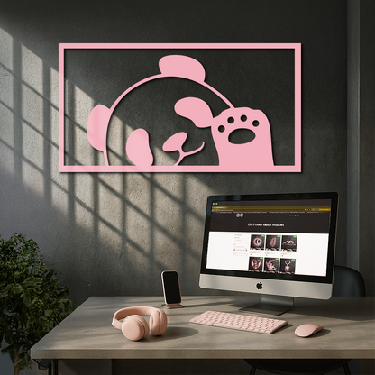 Pink Panda Silhouette Metal Wall Art – Cute Animal Design - KAFGP155 - Tampa Home & Garden Store