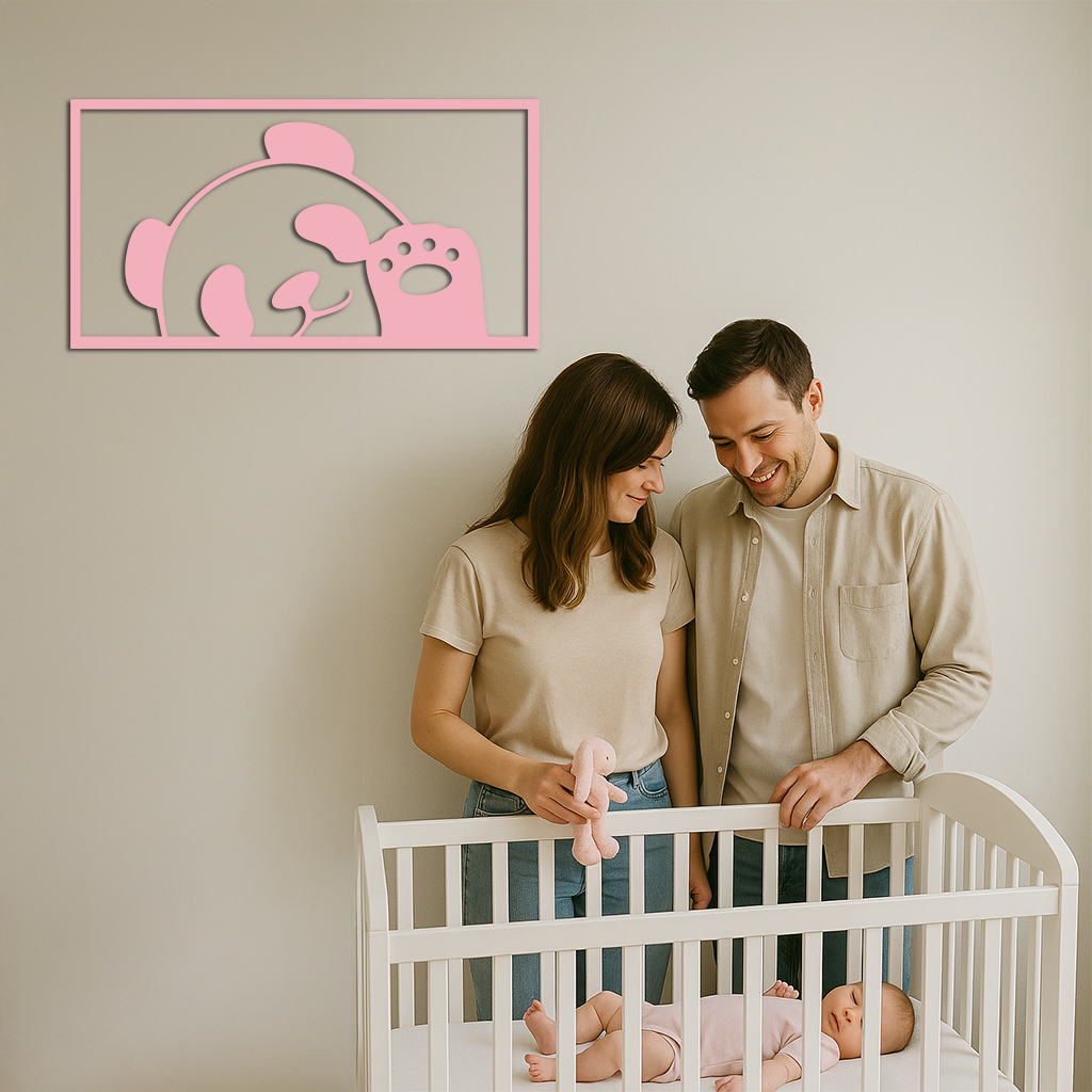 Pink Panda Silhouette Metal Wall Art – Cute Animal Design - KAFGP155 - Tampa Home & Garden Store