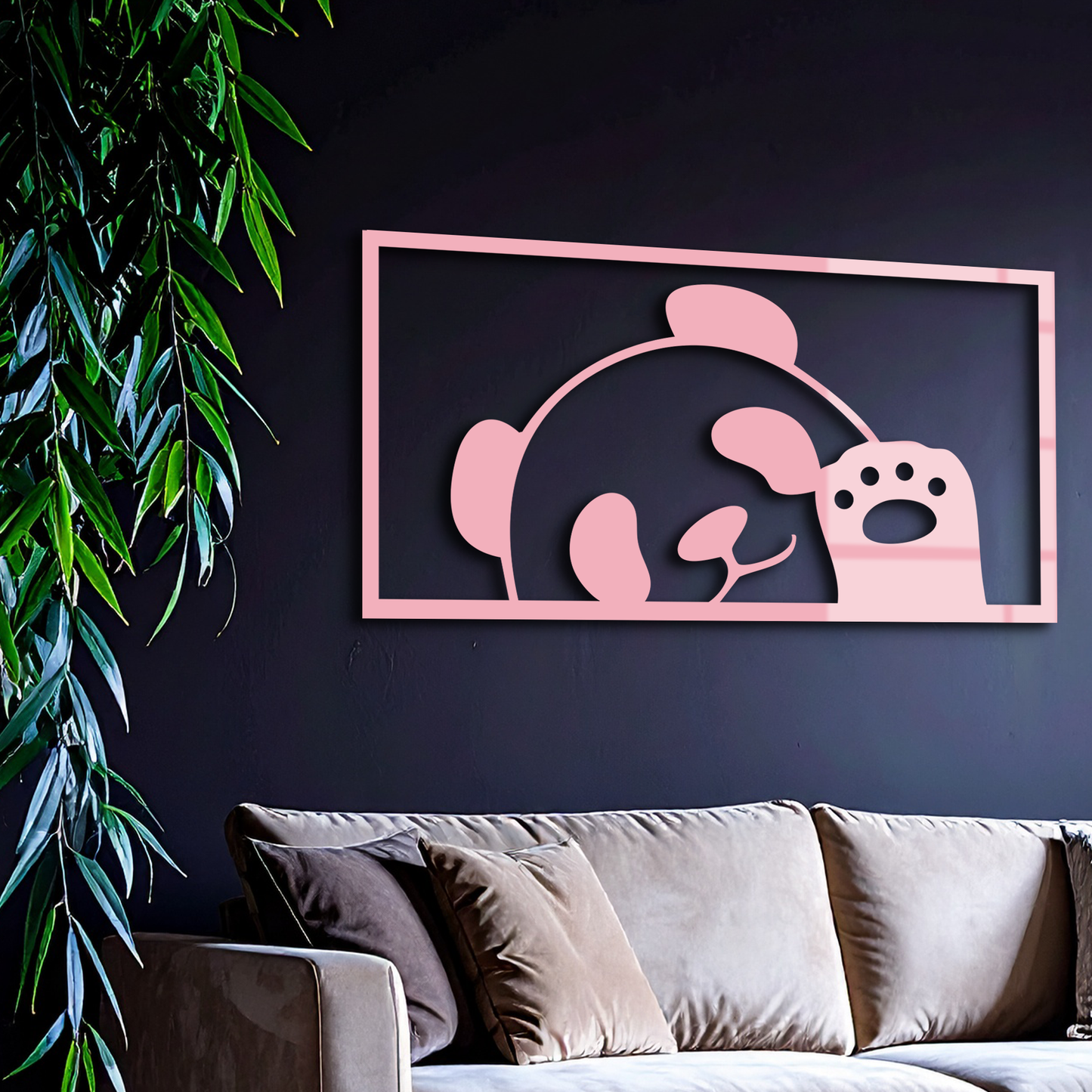 Pink Panda Silhouette Metal Wall Art – Cute Animal Design - KAFGP155 - Tampa Home & Garden Store