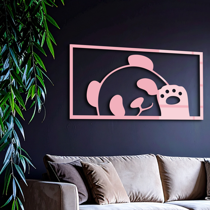 Pink Panda Silhouette Metal Wall Art – Cute Animal Design - KAFGP155 - Tampa Home & Garden Store