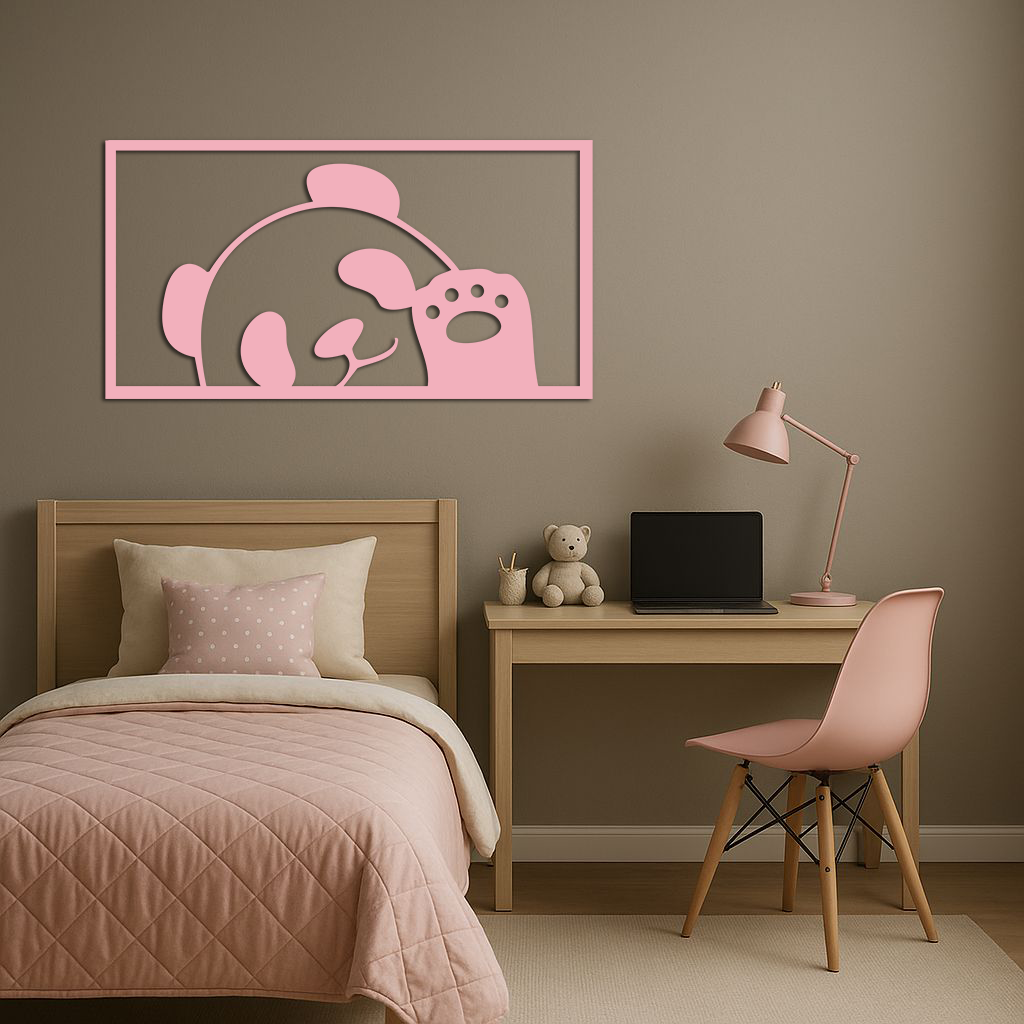 Pink Panda Silhouette Metal Wall Art – Cute Animal Design - KAFGP155 - Tampa Home & Garden Store