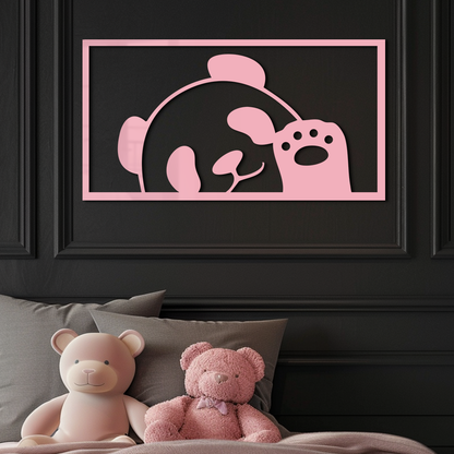 Pink Panda Silhouette Metal Wall Art – Cute Animal Design - KAFGP155 - Tampa Home & Garden Store