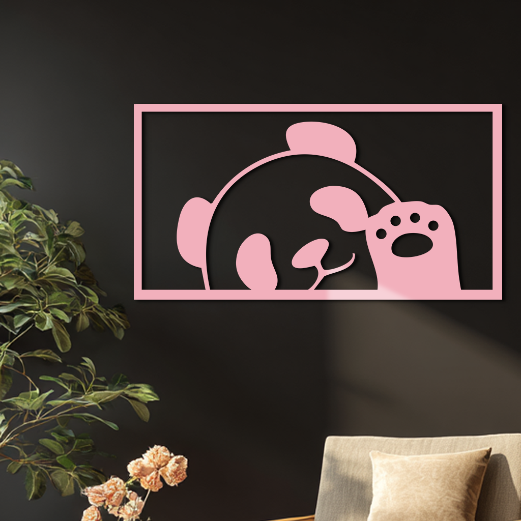 Pink Panda Silhouette Metal Wall Art – Cute Animal Design - KAFGP155 - Tampa Home & Garden Store