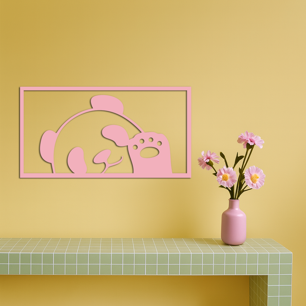Pink Panda Silhouette Metal Wall Art – Cute Animal Design - KAFGP155 - Tampa Home & Garden Store