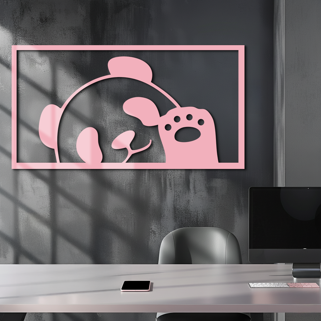 Pink Panda Silhouette Metal Wall Art – Cute Animal Design - KAFGP155 - Tampa Home & Garden Store