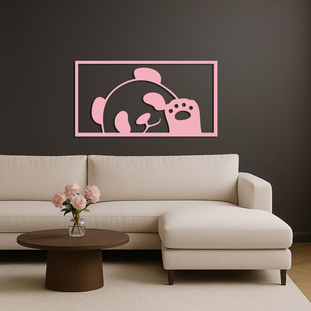 Pink Panda Silhouette Metal Wall Art – Cute Animal Design - KAFGP155 - Tampa Home & Garden Store