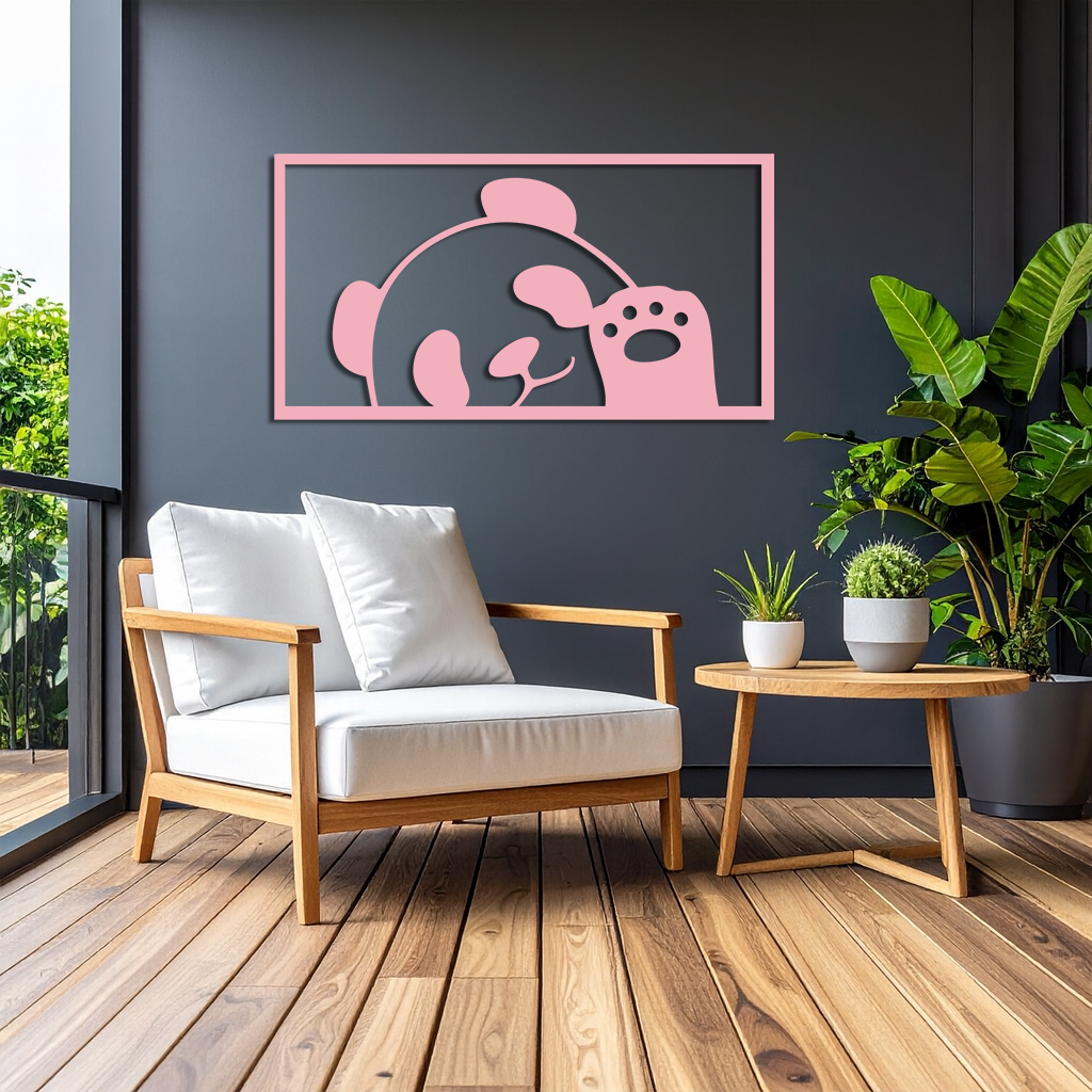 Pink Panda Silhouette Metal Wall Art – Cute Animal Design - KAFGP155 - Tampa Home & Garden Store