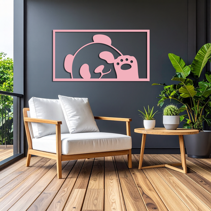 Pink Panda Silhouette Metal Wall Art – Cute Animal Design - KAFGP155 - Tampa Home & Garden Store