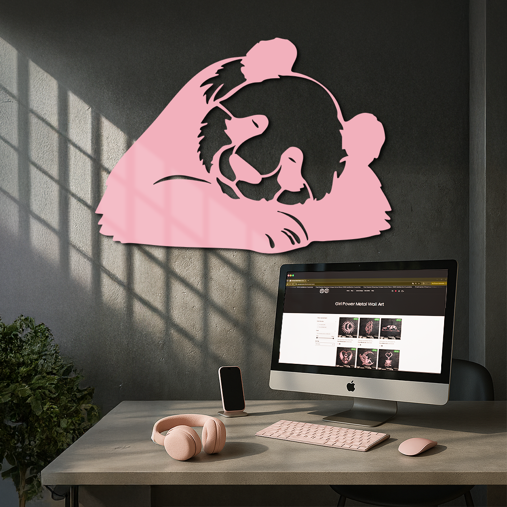 Pink Panda Silhouette Metal Wall Art – Modern Animal Design - KAFGP162 - Tampa Home & Garden Store