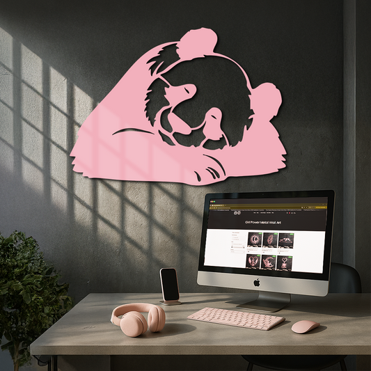 Pink Panda Silhouette Metal Wall Art – Modern Animal Design - KAFGP162 - Tampa Home & Garden Store