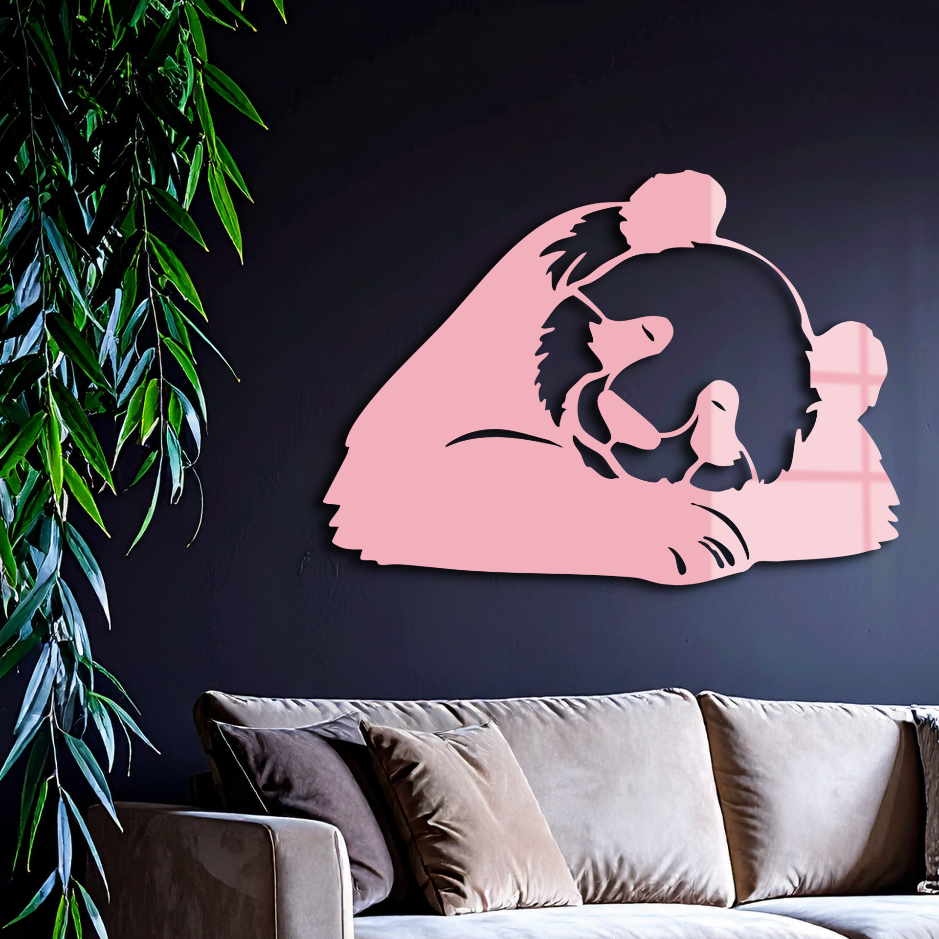 Pink Panda Silhouette Metal Wall Art – Modern Animal Design - KAFGP162 - Tampa Home & Garden Store