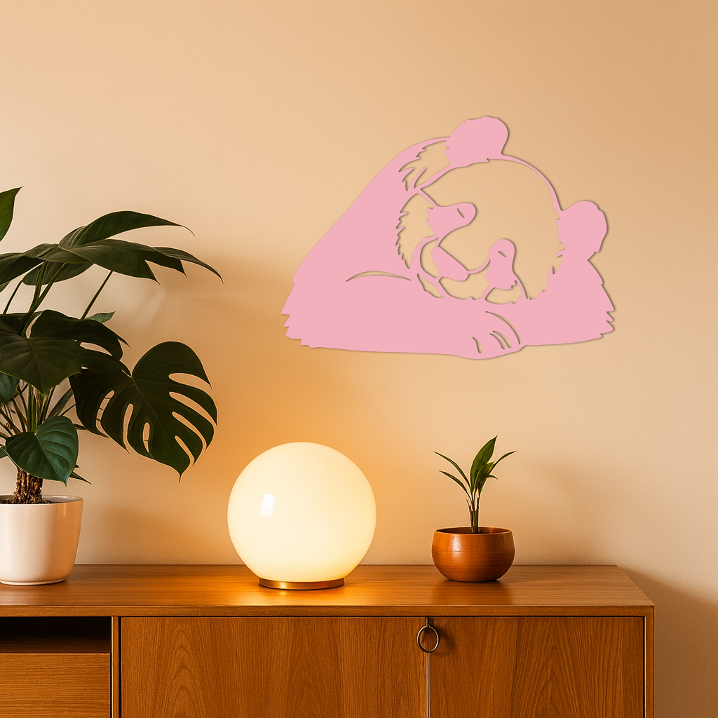 Pink Panda Silhouette Metal Wall Art – Modern Animal Design - KAFGP162 - Tampa Home & Garden Store