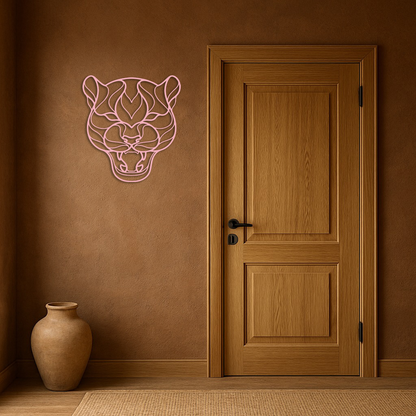 Pink Panther Head Metal Wall Art – Geometric Wild Cat Silhouette Decor - KAFGP019 - Tampa Home & Garden Store