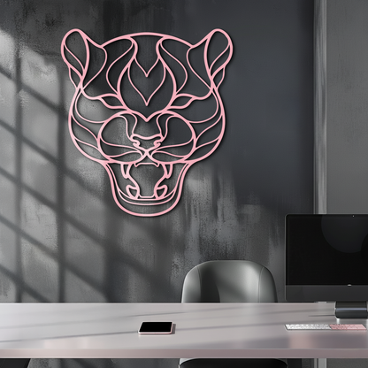 Pink Panther Head Metal Wall Art – Geometric Wild Cat Silhouette Decor - KAFGP019 - Tampa Home & Garden Store