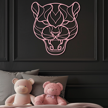 Pink Panther Head Metal Wall Art – Geometric Wild Cat Silhouette Decor - KAFGP019 - Tampa Home & Garden Store