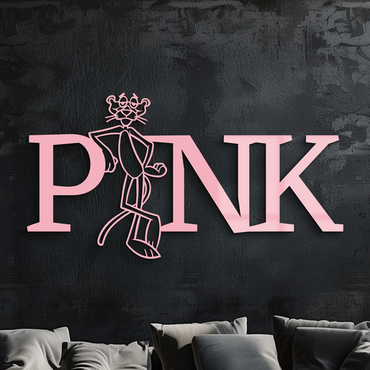 Pink Panther Metal Wall Art – Iconic Character with PINK Typography - KAFGP013 - Tampa Home & Garden Store