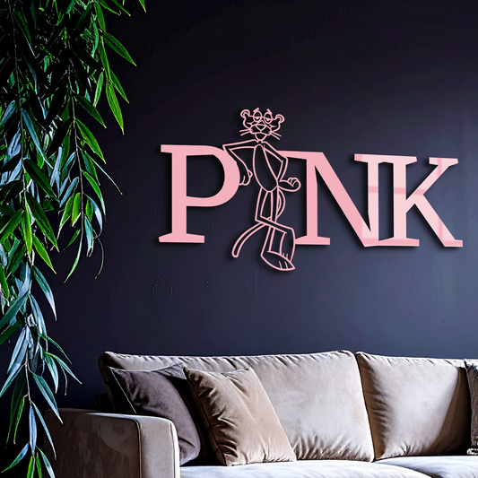 Pink Panther Metal Wall Art – Iconic Character with PINK Typography - KAFGP013 - Tampa Home & Garden Store