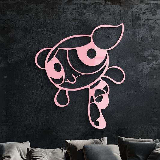 Pink Powerpuff Girl Metal Wall Art – Cartoon Inspired Modern Home Decor - KAFGP178 - Tampa Home & Garden Store