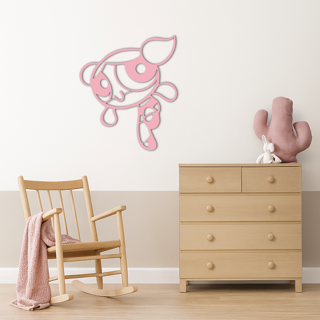 Pink Powerpuff Girl Metal Wall Art – Cartoon Inspired Modern Home Decor - KAFGP178 - Tampa Home & Garden Store