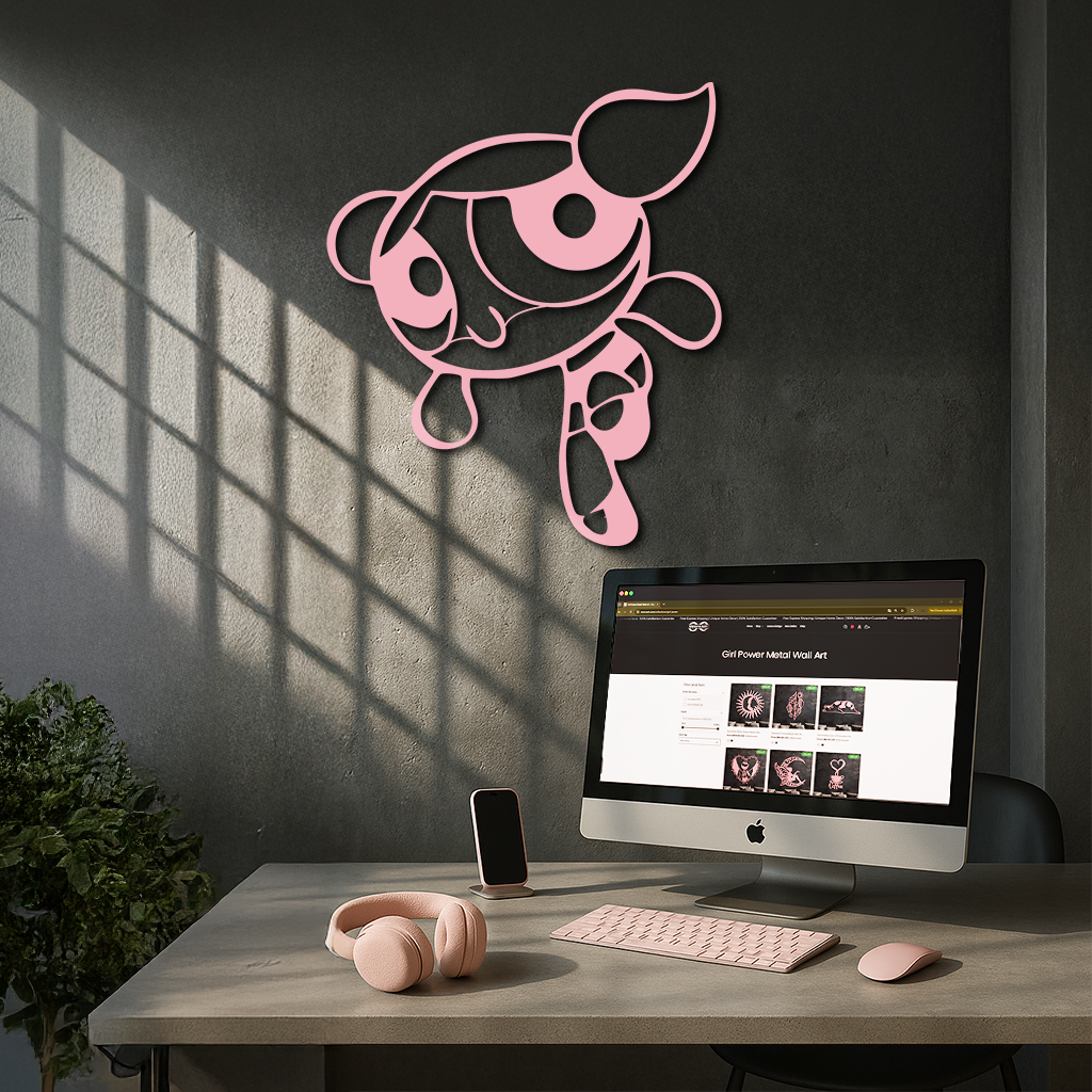 Pink Powerpuff Girl Metal Wall Art – Cartoon Inspired Modern Home Decor - KAFGP178 - Tampa Home & Garden Store