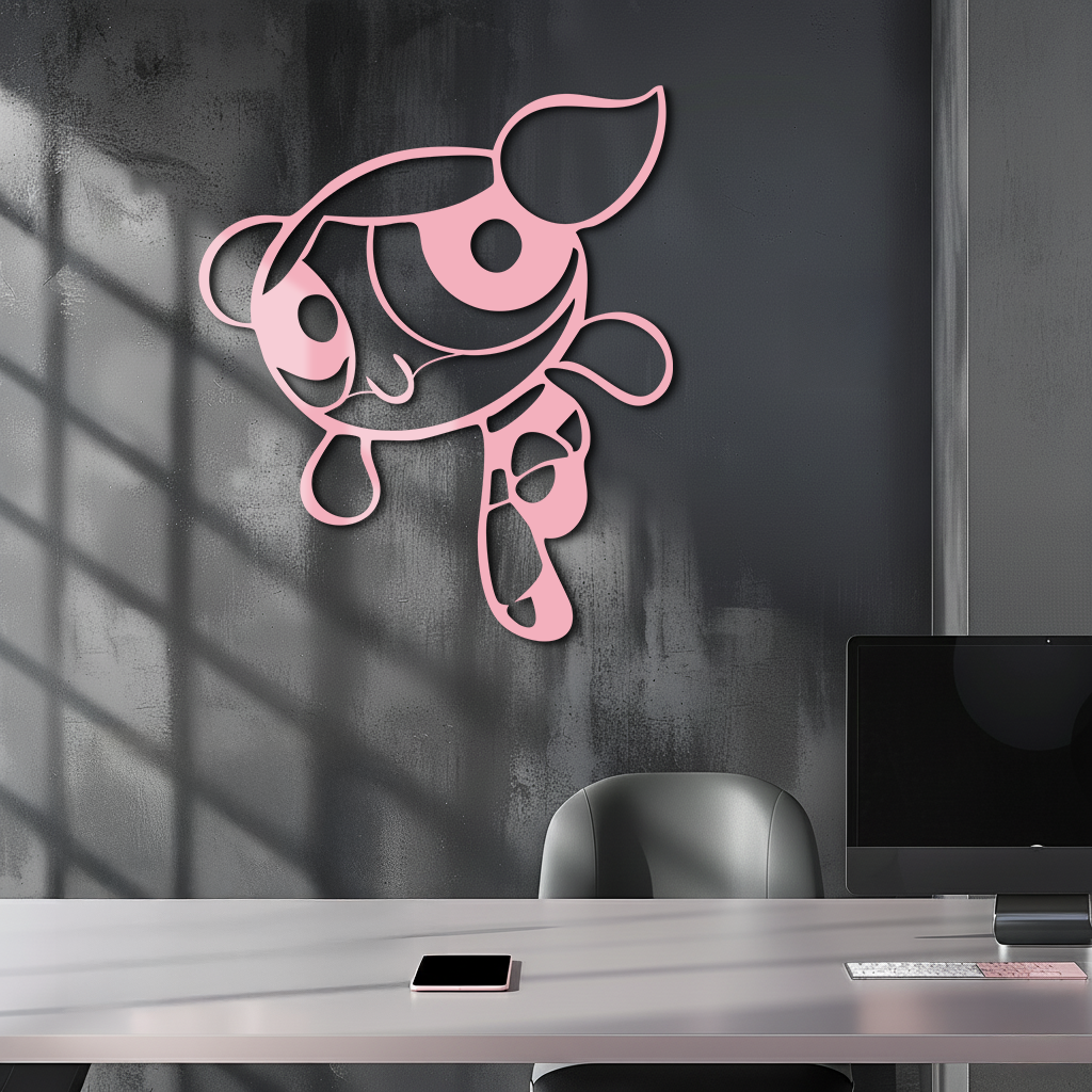 Pink Powerpuff Girl Metal Wall Art – Cartoon Inspired Modern Home Decor - KAFGP178 - Tampa Home & Garden Store