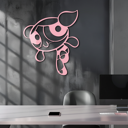 Pink Powerpuff Girl Metal Wall Art – Cartoon Inspired Modern Home Decor - KAFGP178 - Tampa Home & Garden Store