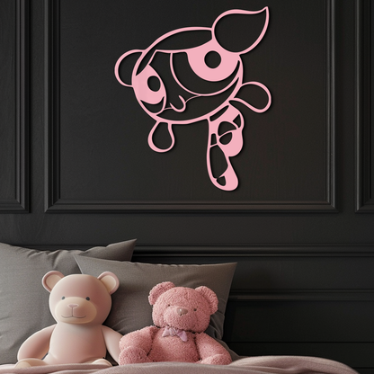 Pink Powerpuff Girl Metal Wall Art – Cartoon Inspired Modern Home Decor - KAFGP178 - Tampa Home & Garden Store