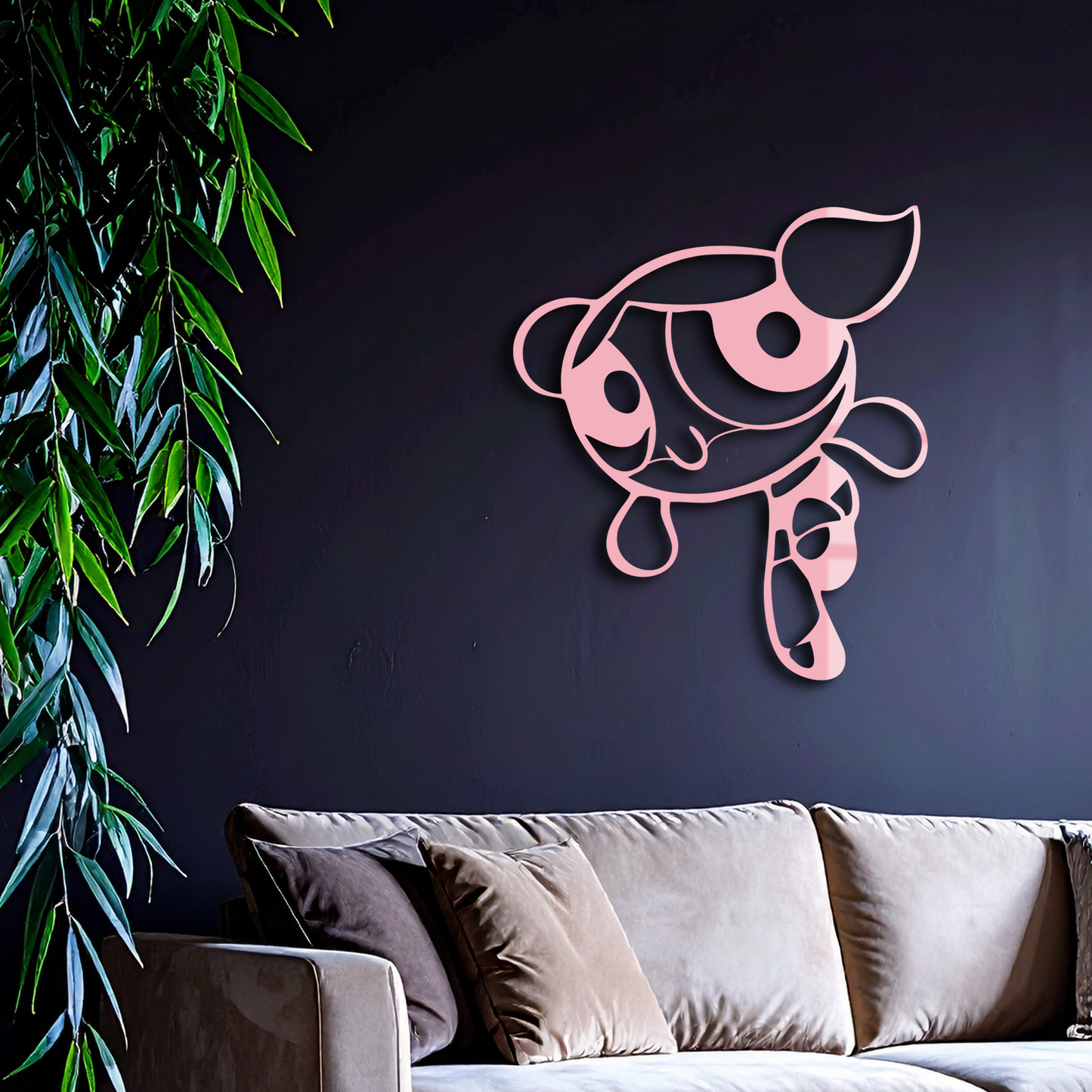 Pink Powerpuff Girl Metal Wall Art – Cartoon Inspired Modern Home Decor - KAFGP178 - Tampa Home & Garden Store