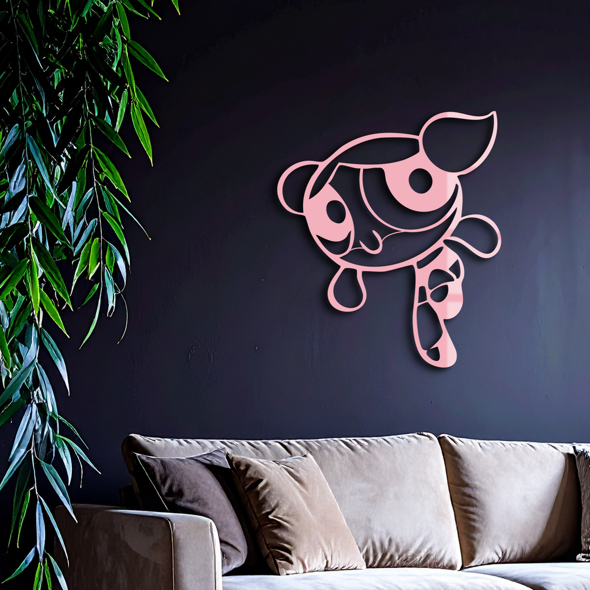Pink Powerpuff Girl Metal Wall Art – Cartoon Inspired Modern Home Decor - KAFGP178 - Tampa Home & Garden Store