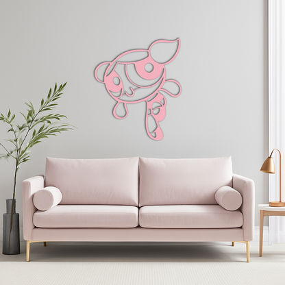 Pink Powerpuff Girl Metal Wall Art – Cartoon Inspired Modern Home Decor - KAFGP178 - Tampa Home & Garden Store