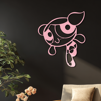 Pink Powerpuff Girl Metal Wall Art – Cartoon Inspired Modern Home Decor - KAFGP178 - Tampa Home & Garden Store
