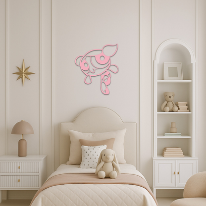 Pink Powerpuff Girl Metal Wall Art – Cartoon Inspired Modern Home Decor - KAFGP178 - Tampa Home & Garden Store