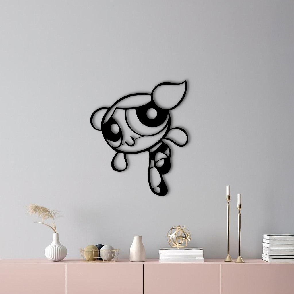 Pink Powerpuff Girl Metal Wall Art – Cartoon Inspired Modern Home Decor - KAFGP178 - Tampa Home & Garden Store