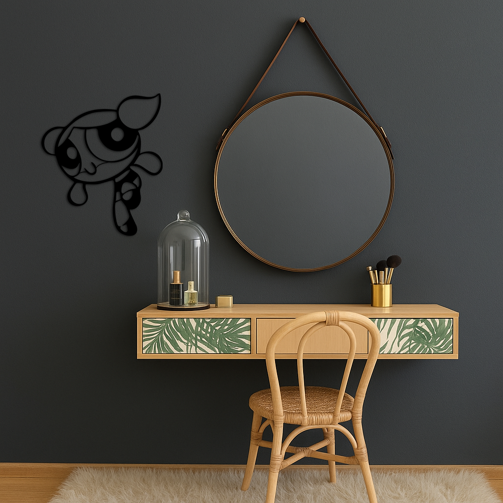 Pink Powerpuff Girl Metal Wall Art – Cartoon Inspired Modern Home Decor - KAFGP178 - Tampa Home & Garden Store