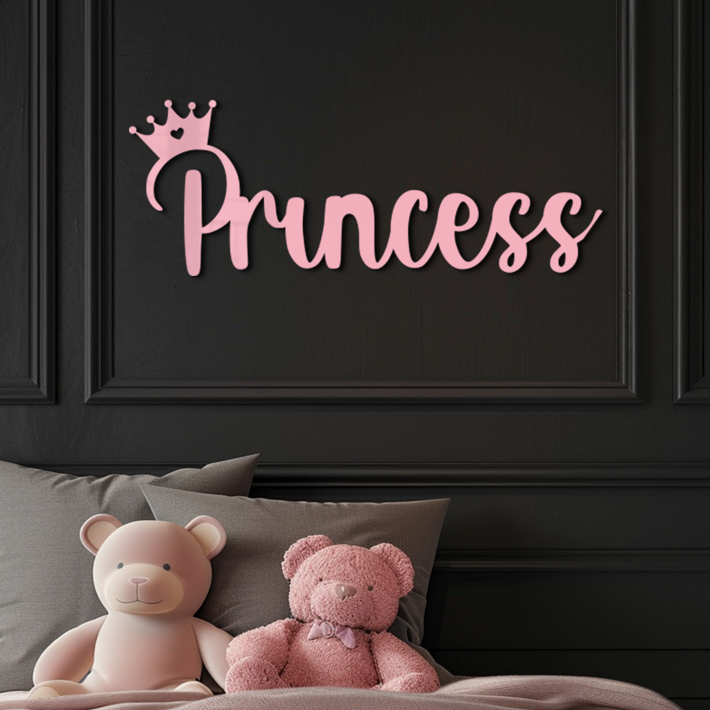 Pink Princess Metal Wall Art – Elegant Typography Silhouette Decor - KAFGP014 - Tampa Home & Garden Store