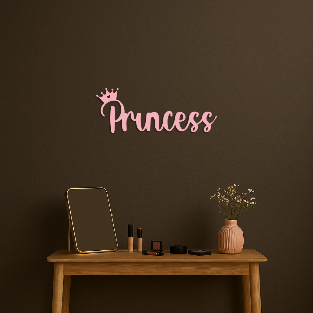 Pink Princess Metal Wall Art – Elegant Typography Silhouette Decor - KAFGP014 - Tampa Home & Garden Store