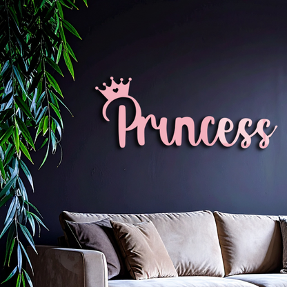 Pink Princess Metal Wall Art – Elegant Typography Silhouette Decor - KAFGP014 - Tampa Home & Garden Store