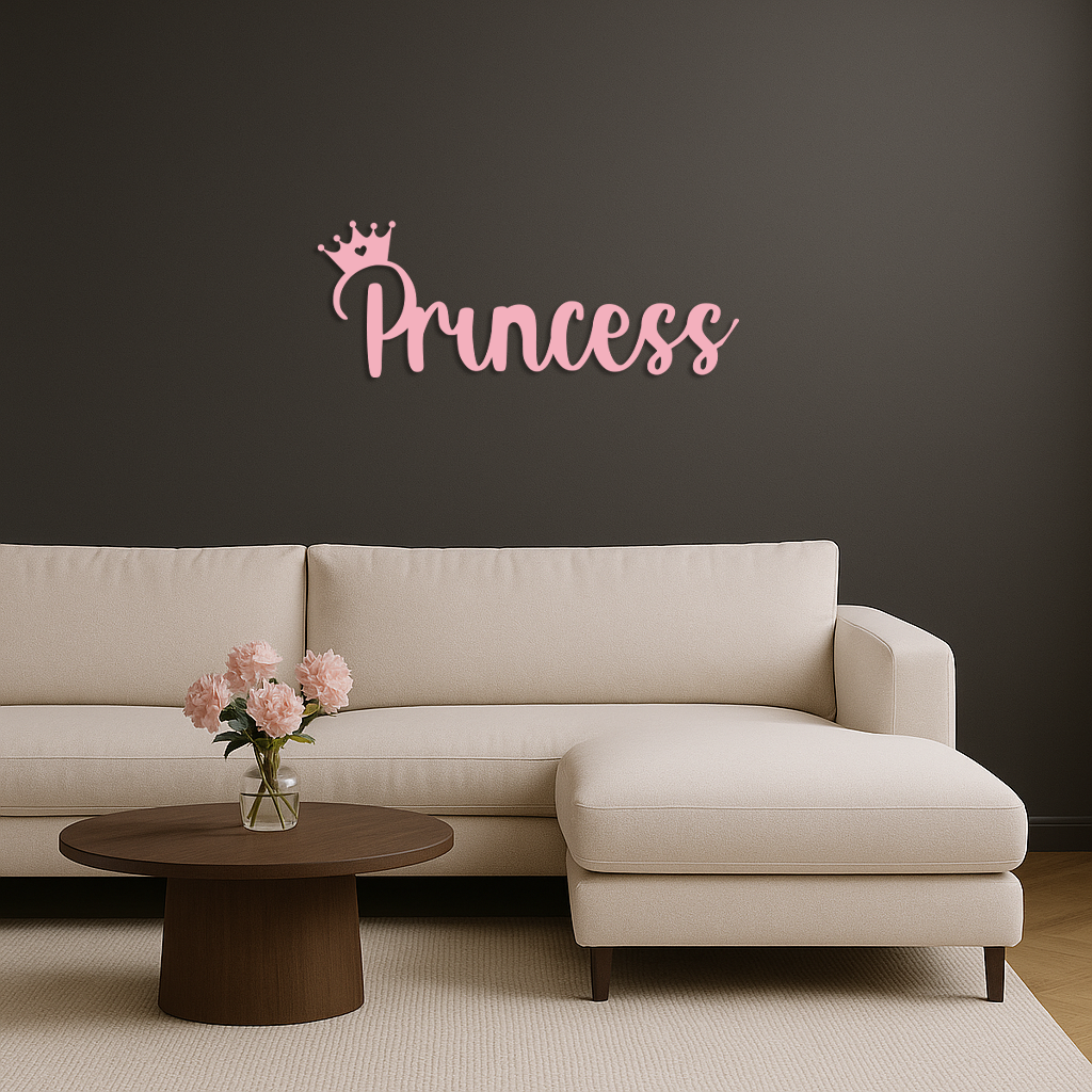 Pink Princess Metal Wall Art – Elegant Typography Silhouette Decor - KAFGP014 - Tampa Home & Garden Store