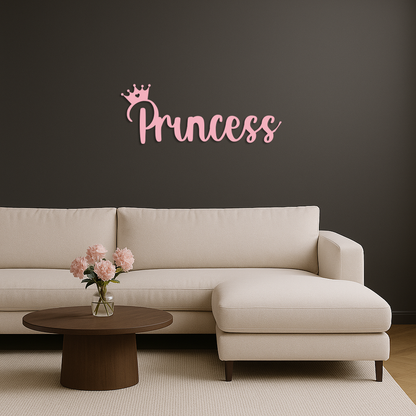 Pink Princess Metal Wall Art – Elegant Typography Silhouette Decor - KAFGP014 - Tampa Home & Garden Store