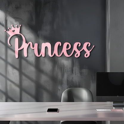Pink Princess Metal Wall Art – Elegant Typography Silhouette Decor - KAFGP014 - Tampa Home & Garden Store