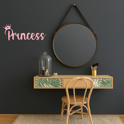 Pink Princess Metal Wall Art – Elegant Typography Silhouette Decor - KAFGP014 - Tampa Home & Garden Store