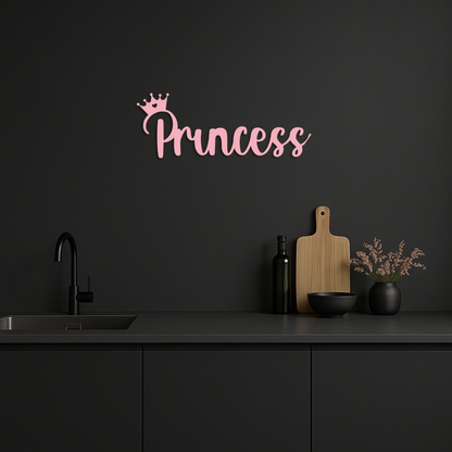 Pink Princess Metal Wall Art – Elegant Typography Silhouette Decor - KAFGP014 - Tampa Home & Garden Store