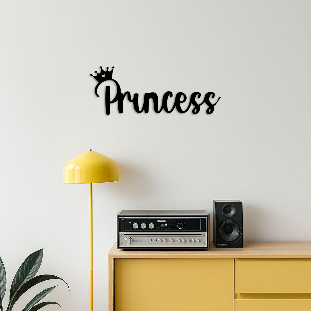 Pink Princess Metal Wall Art – Elegant Typography Silhouette Decor - KAFGP014 - Tampa Home & Garden Store