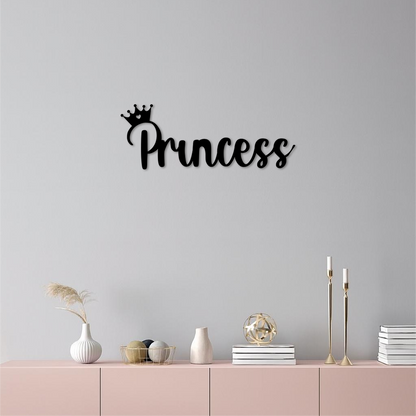 Pink Princess Metal Wall Art – Elegant Typography Silhouette Decor - KAFGP014 - Tampa Home & Garden Store