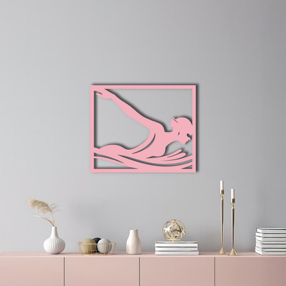 Pink Swimmer Woman Silhouette Metal Wall Art – Sporty Modern Home Decor - KAFGP187 - Tampa Home & Garden Store