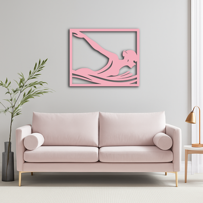 Pink Swimmer Woman Silhouette Metal Wall Art – Sporty Modern Home Decor - KAFGP187 - Tampa Home & Garden Store
