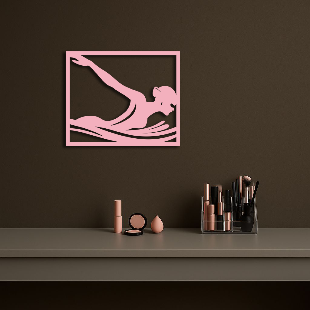 Pink Swimmer Woman Silhouette Metal Wall Art – Sporty Modern Home Decor - KAFGP187 - Tampa Home & Garden Store